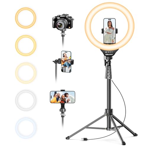 UBeesize 12 Inch TBC001 Tripod Stand with LED Ring Light and Phone Holder