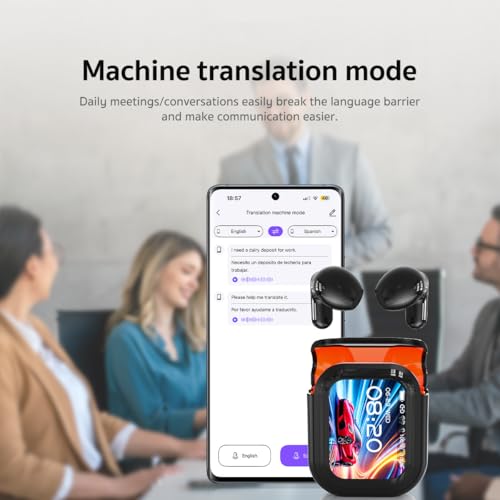 Dwolm NE20 Wireless Translation Earbuds, 134 Languages Real-Time Translation, LCD Touchscreen, 60 Hours Playtime