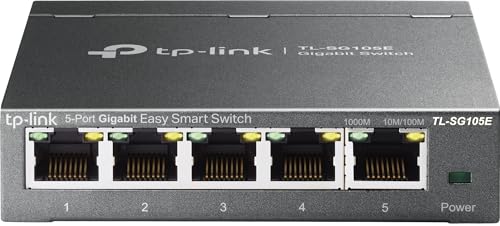 TP-Link TL-SG105E 5-Port Gigabit Ethernet Switch, Desktop, Black, Network Management Interface