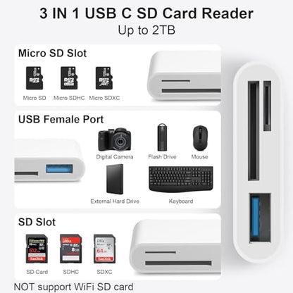 MOKEMAKE SD Card Reader PGDKQ-3 Lightning Connectivity, 2 Slots, 480 Mbps