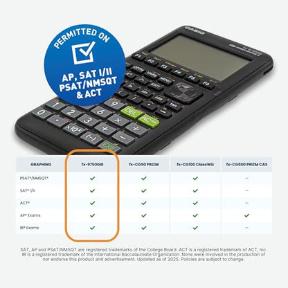 Casio FX-9750GIII 12.8cm LCD Graphing Calculator, Battery Powered, Black
