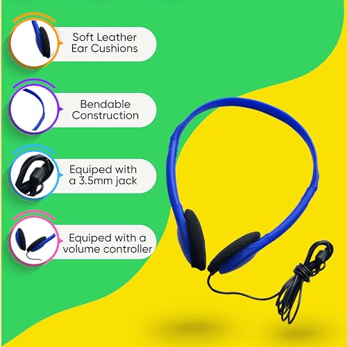Redskypower 10 Pack KQBWKVIFMY Wired Headphones 3.5mm Jack, Over-Ear, Plastic Enclosure, 32 Ohm Impedance