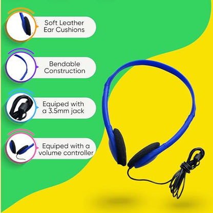 Redskypower 10 Pack KQBWKVIFMY Wired Headphones 3.5mm Jack, Over-Ear, Plastic Enclosure, 32 Ohm Impedance