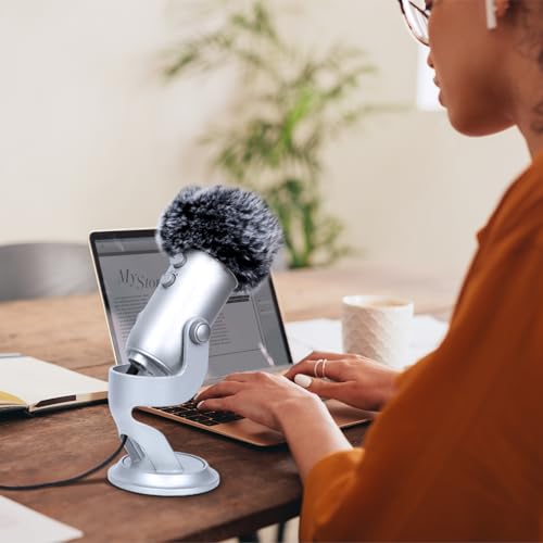 YOUSHARES 2PCS Blue Yeti Microphone Windscreen Set Model T28 Noise Reduction Foam and Furry Windscreen