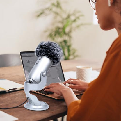 YOUSHARES 2PCS Blue Yeti Microphone Windscreen Set Model T28 Noise Reduction Foam and Furry Windscreen
