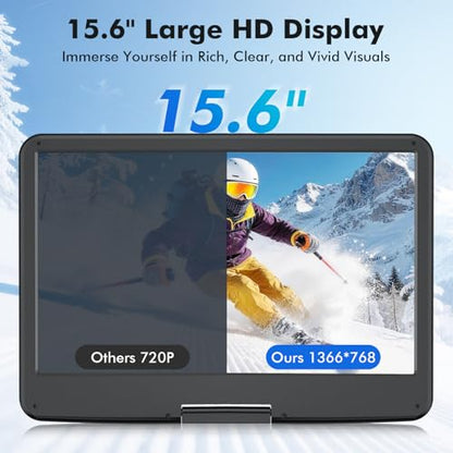 WONNIE 15.6 Inch W-1458B 1366x768 LCD Portable DVD Player