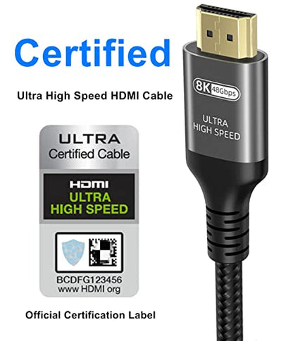 Ubluker 6.6 FT HDMI Cable Male-to-Male 48 Gigabits Per Second 120 Hz CEC