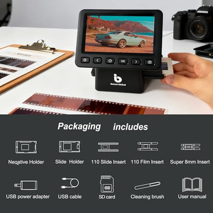 BEONE GLOBAL ClearScan P5 Film Scanner USB 3600 dpi Film/Negative Converter 4.1"D x 5.2"W x 5.3"H Specs