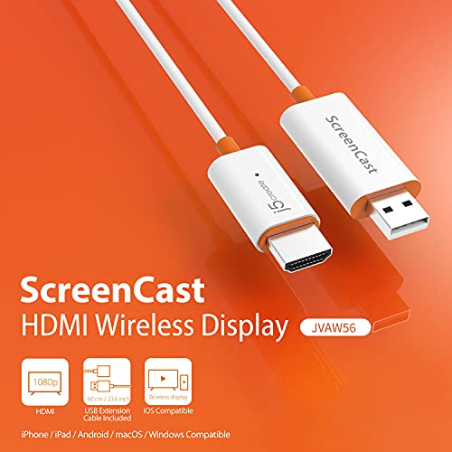 j5create 23.62 x 0.94 x 2.24 inches HDMI Display Adapter JVAW56 1080p 1 Amp - White