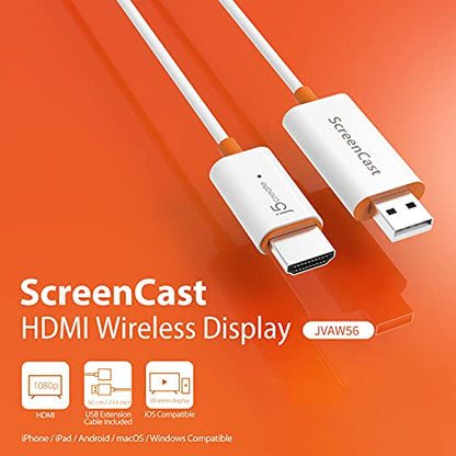 j5create 23.62 x 0.94 x 2.24 inches HDMI Display Adapter JVAW56 1080p 1 Amp - White