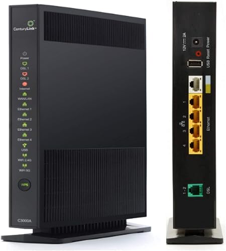 CenturyLink Black C3000A Dual-Band Router 802.11ac 6000Mbps Ethernet LAN