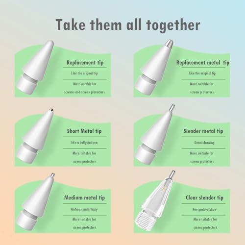 SIXFU 6 Pack Apple Pencil Tips Compatible with 1st, 2nd Generation and USB-C Devices