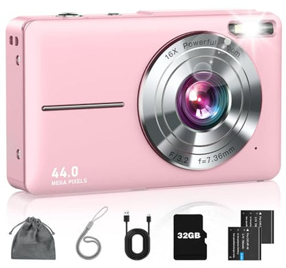 Lecran 2.8" Pink DC403 44MP Digital Camera 1080p 30FPS Ultracompact