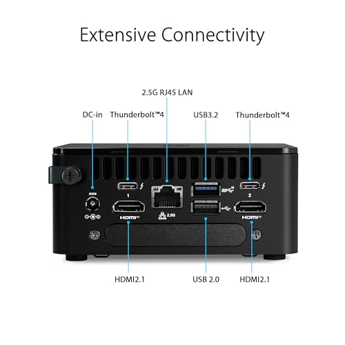 ASUS NUC 13 Pro Mini PC, Intel Core i7-1360P, 4K Resolution, Dual HDMI, Thunderbolt 4, 64GB RAM, SSD