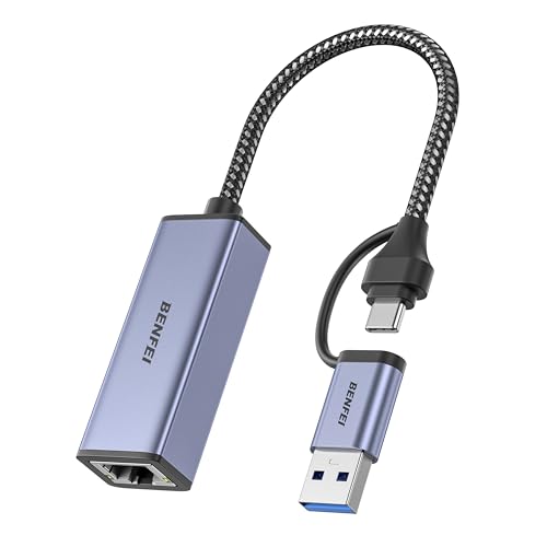 BENFEI USB 3.0 to Ethernet Adapter Model 000317grey, Ethernet, USB, Gigabit Ethernet