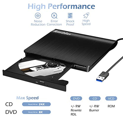 Rioddas 5.78" x 5.7" External CD/DVD Drive USB 3.0 Model BT638