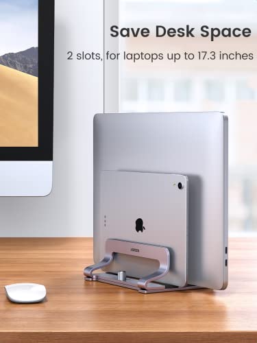 UGREEN 60643 Universal Vertical Laptop Stand Adjustable Compatible with Laptops 0.47-1" Thick Space Gray