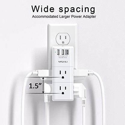YISHU 5.2 x 2.03 Inch AHR-503 6 Outlet 3 USB Surge Protector