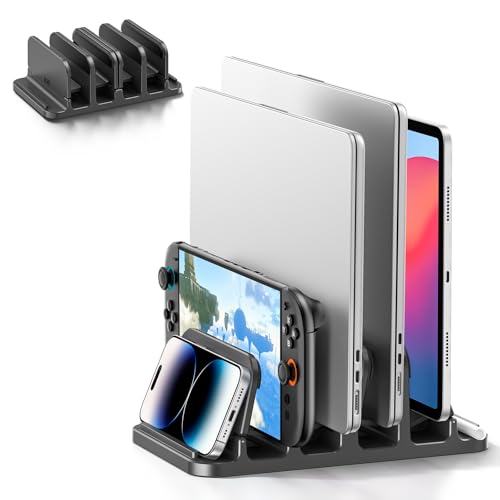 KDD 6-Slot Vertical Laptop Stand Organizer for Laptops and Tablets, Dimensions: Fits Devices Up to 1.1" Thickness