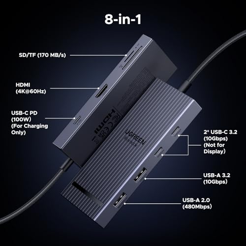 UGREEN 75027 USB C Hub 8-in-1 4K HDMI 60Hz 100W Power Delivery