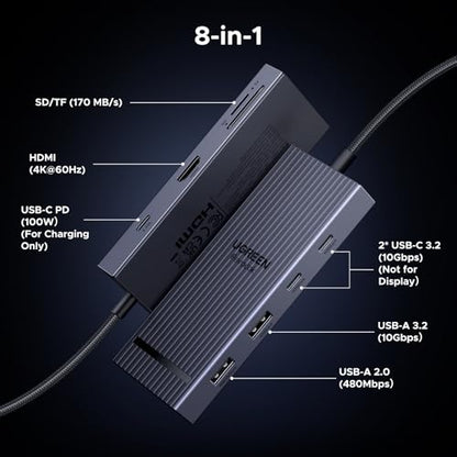 UGREEN 75027 USB C Hub 8-in-1 4K HDMI 60Hz 100W Power Delivery