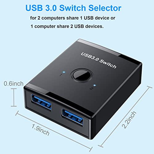 YINNCEEN 2 in 1 Out USB 3.0 Switch T26 Bi-Directional 5 Volts 800 Milliamps