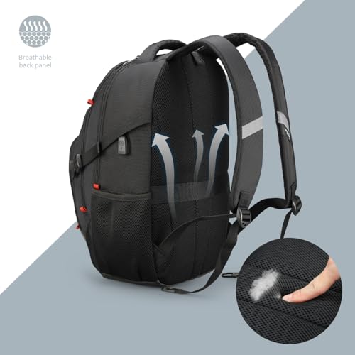 Swissdigital Black Laptop Backpack for Adults, Model SD803-01, Fits 15.6" Devices, 31L Capacity