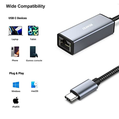 BENFEI USB-C Ethernet to RJ45 Adapter 1Gbps CAT6
