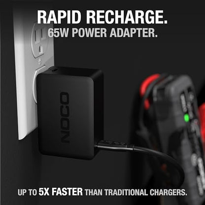 NOCO 65W U65 USB-C Charger, 110-240VAC, 50-60Hz, 2 Amps, Wall Mount, Type A/C/G/I, 1 Port