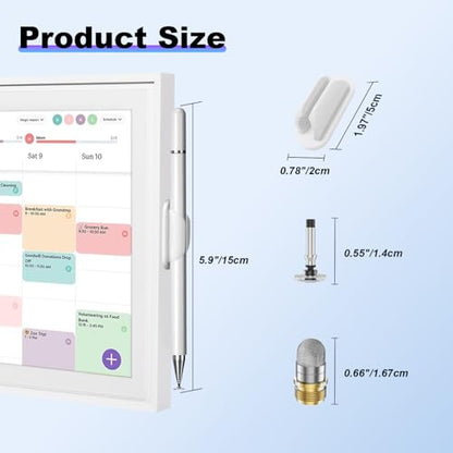 DOGAIN Stylus Pen and Mount Compatible with Digital Calendars and Tablets | Dual Tip Design | Magnetic Holder