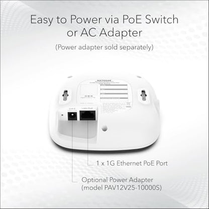 NETGEAR WAX210 Wireless Access Point - WiFi 6 Dual-Band AX1800 Speed | 1 x 1G Ethernet PoE Port | 802.11ax | Up to 128 Devices | Compact Design