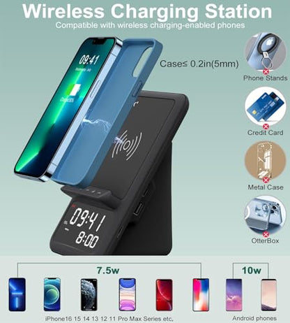 AFK Wireless Charging Station BT512-012 7.5W 1.5A 5V DC Alarm Clock and Speaker