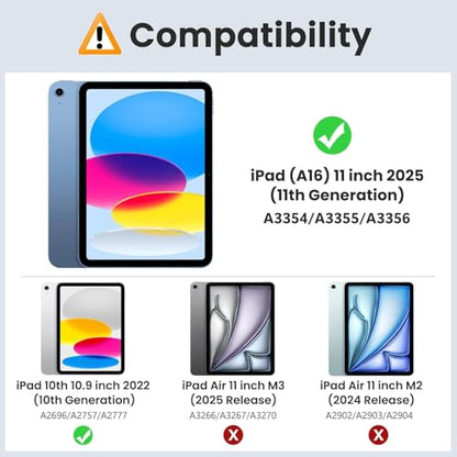 MoKo iPad 11" Case (A16) 11th Gen 2025 / 10.9" 10th Gen 2022, Hard PC & TPU, Adjustable Stand, Navy Blue