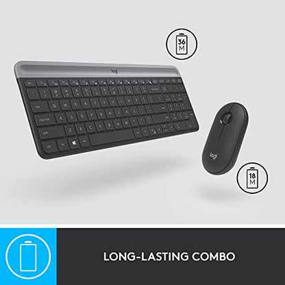 Logitech MK470 Slim Wireless Keyboard and Mouse Combo - Model 920-009437 - USB Connectivity - Optical Movement Detection - QWERTY Layout - Compatible with Windows 7, 10, 11 - Graphite
