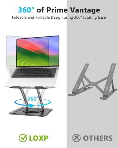LOXP NH-02 Adjustable Laptop Stand, 360 Rotation, Ergonomic Mount for MacBook and Compatible Laptops