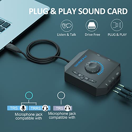PHOINIKAS USB External Sound Card T10 2.0 Stereo 48 KHz for PC