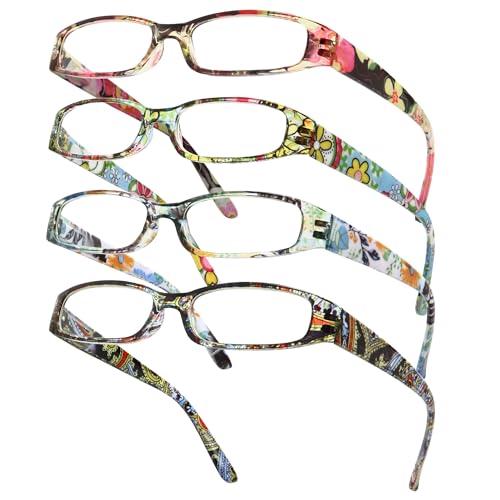 Gaoye 62mm 4 Count Blue Light Filtered Reading Glasses with Spring Hinges and Polycarbonate Frames