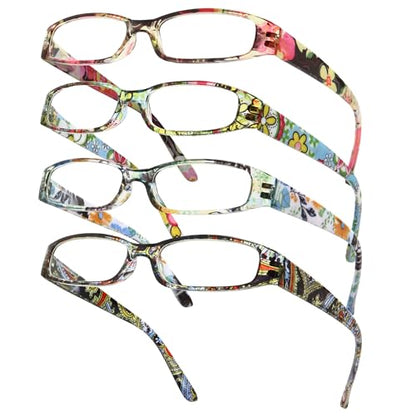 Gaoye 62mm 4 Count Blue Light Filtered Reading Glasses with Spring Hinges and Polycarbonate Frames