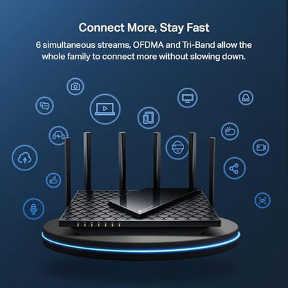 TP-Link AXE5400 Tri-Band WiFi 6E Router (Archer AXE75) - 5400 Mbps - Tri-Band - 8 Antennas - 5 Ports - Wi-Fi 802.11ax
