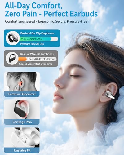 Boytond S19DDS Wireless Open Ear Headphones - Gloss Black