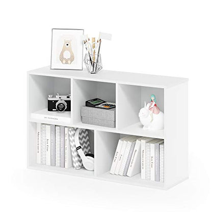 Furinno 5-Cube 11069WH White Bookshelf Floor Mount Storage Shelf