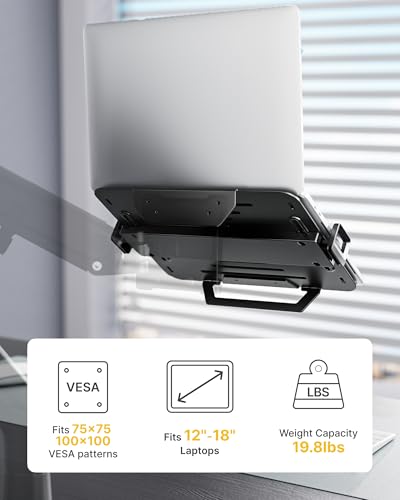 monTEK 12-18 Inch Laptop Tray - Heavy-Duty Steel Wall and Desk Mount, VESA 75x75/100x100