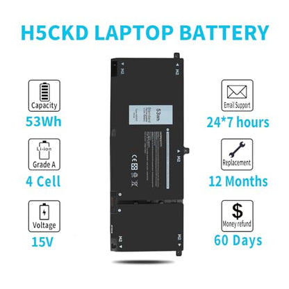 53Wh H5CKD 15V Laptop Battery for Dell Inspiron 7500 Series & Latitude 3400 Series
