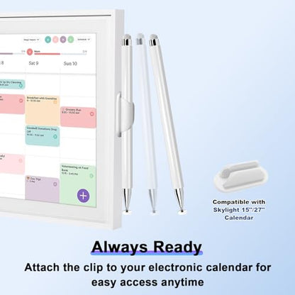 DOGAIN Stylus Pen and Mount Compatible with Digital Calendars and Tablets | Dual Tip Design | Magnetic Holder