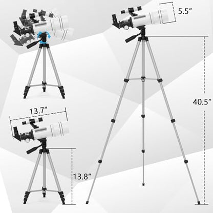 ToyerBee 70mm BY-001CA Fixed Focal Length 300mm Barlow Altazimuth Mount Telescope