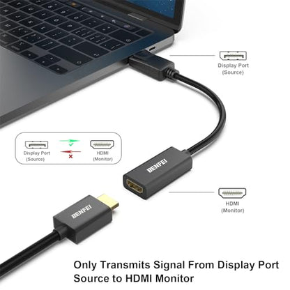 BENFEI 4K DisplayPort to HDMI Adapter 3840x2160@30Hz Male to Female Compact Converter
