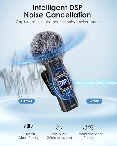 Pufazest Wireless Lavalier Microphone J23 32 kHz 2 Channels Omnidirectional