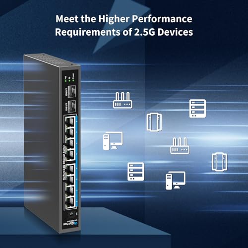 GigaPlus 10 Port Unmanaged Ethernet Switch S25-0802, 2.5Gbps, Metal Housing