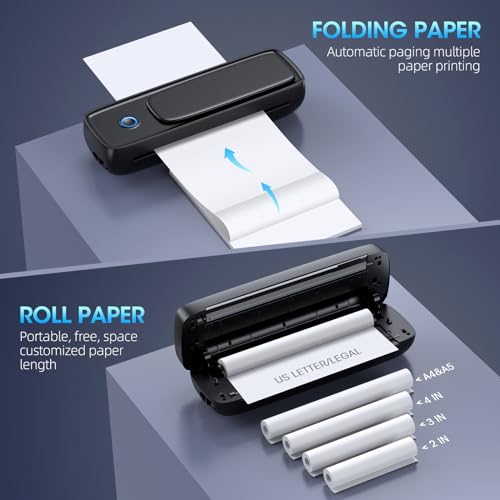 Alinayee 12.2"x3.93"x4.84" Inkless Portable Thermal Printer Monochrome Bluetooth/USB Connectivity