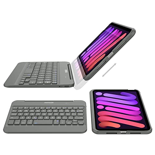Arteck 8" x 5.9" A17 Pro iPad Mini Keyboard Case Bluetooth Rechargeable QWERTY